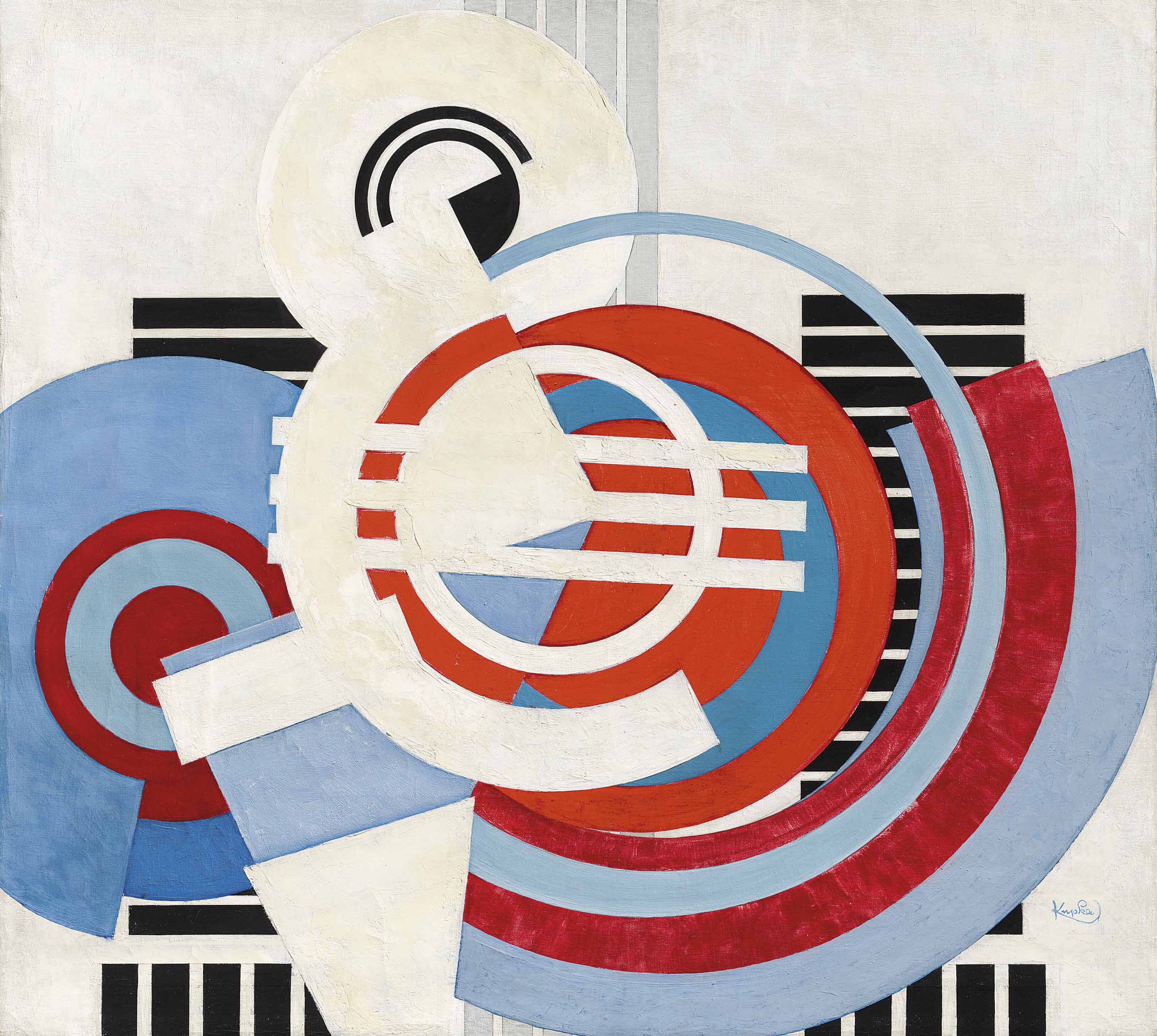 František Kupka, Blanc sur bleu et rouge, kolem roku 1934, 