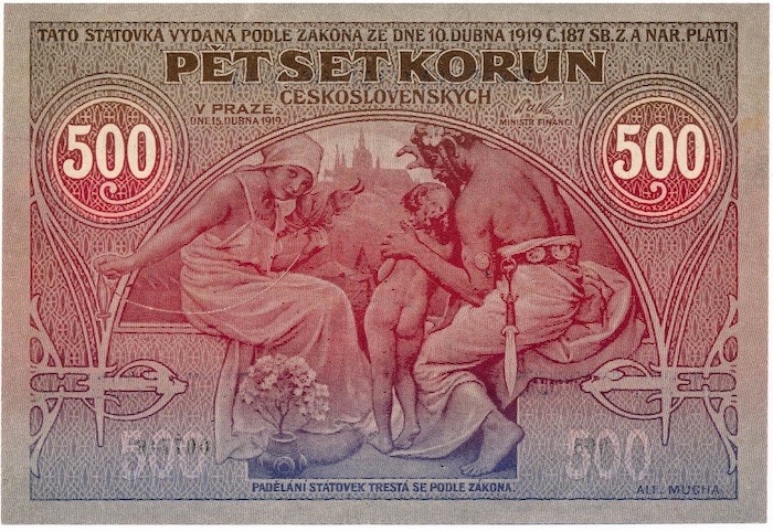 Bankovka pět set korun, ČSR, 1919,  cena: 2 300 000 Kč, Macho & Chlapovič 22. 11. 2019 