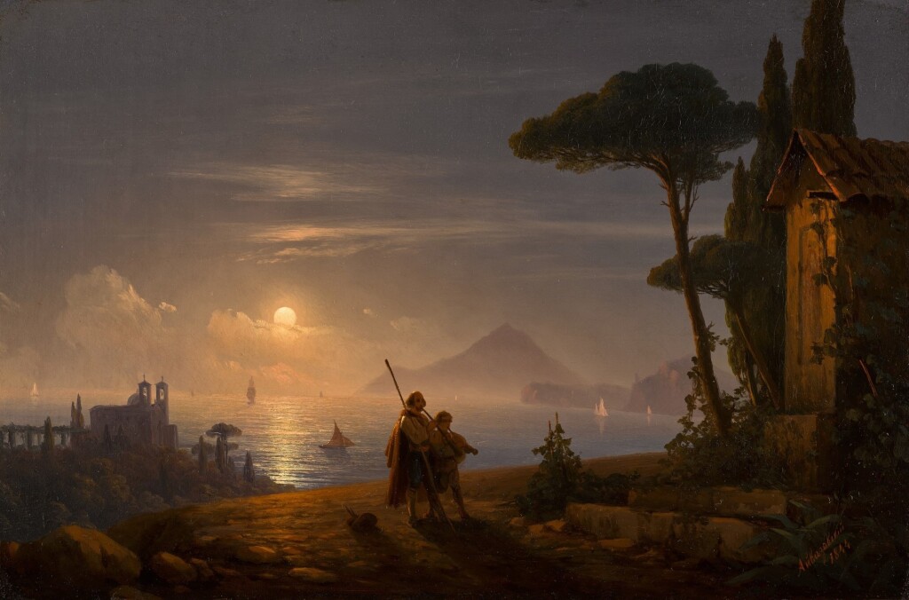 Ivan Konstantinovič Ajvazovskij: Jihoitalské párové krajiny, 1844, olej na plátně, 36 x 53,5 cm, cena (pár): 1 007 200 GBP  Russian Week Sotheby's 30. 11. 2021