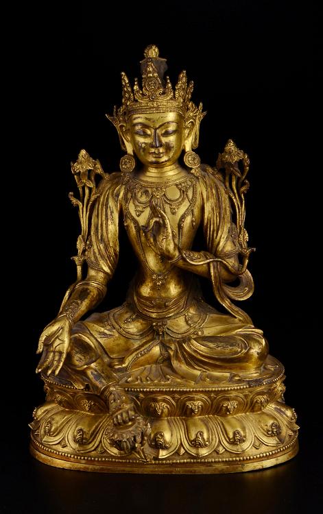 Bódhisattva Kuan-jin / dynastie Ming, 1447  zlacený bronz