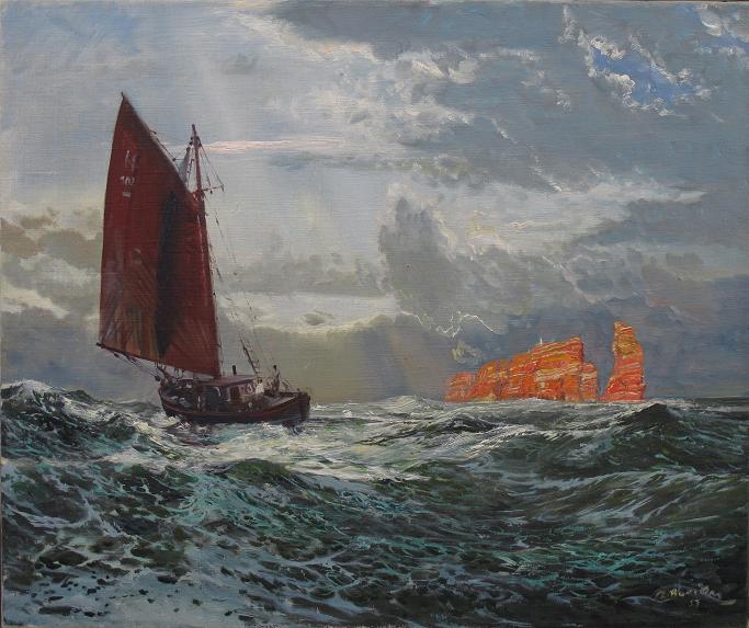 Zdeněk Burian: Helgoland / 1957 / olej na plátně / 51 x 60 cm